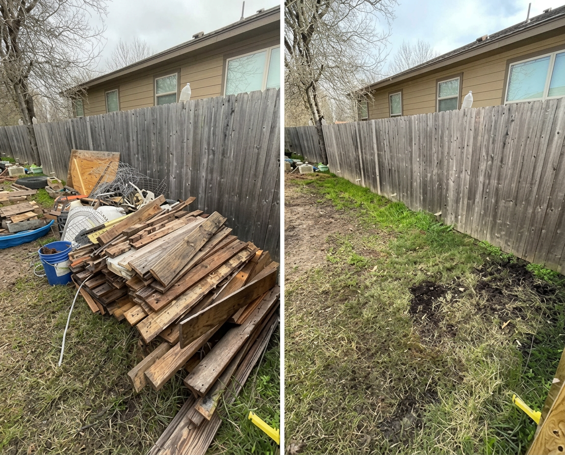 Before and after — Old lumber & pallet removal